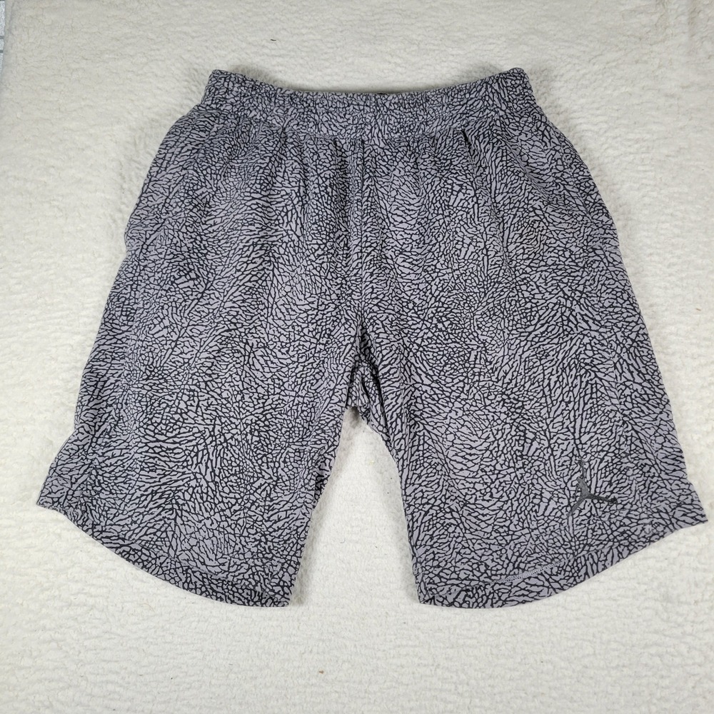 Jordan Jumpman Men's L Elephant Print Basketball Shorts Gray Snap Back Pocket